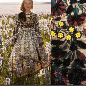 Bhanuni Anthropologie Far Fields Midi Dress beaded